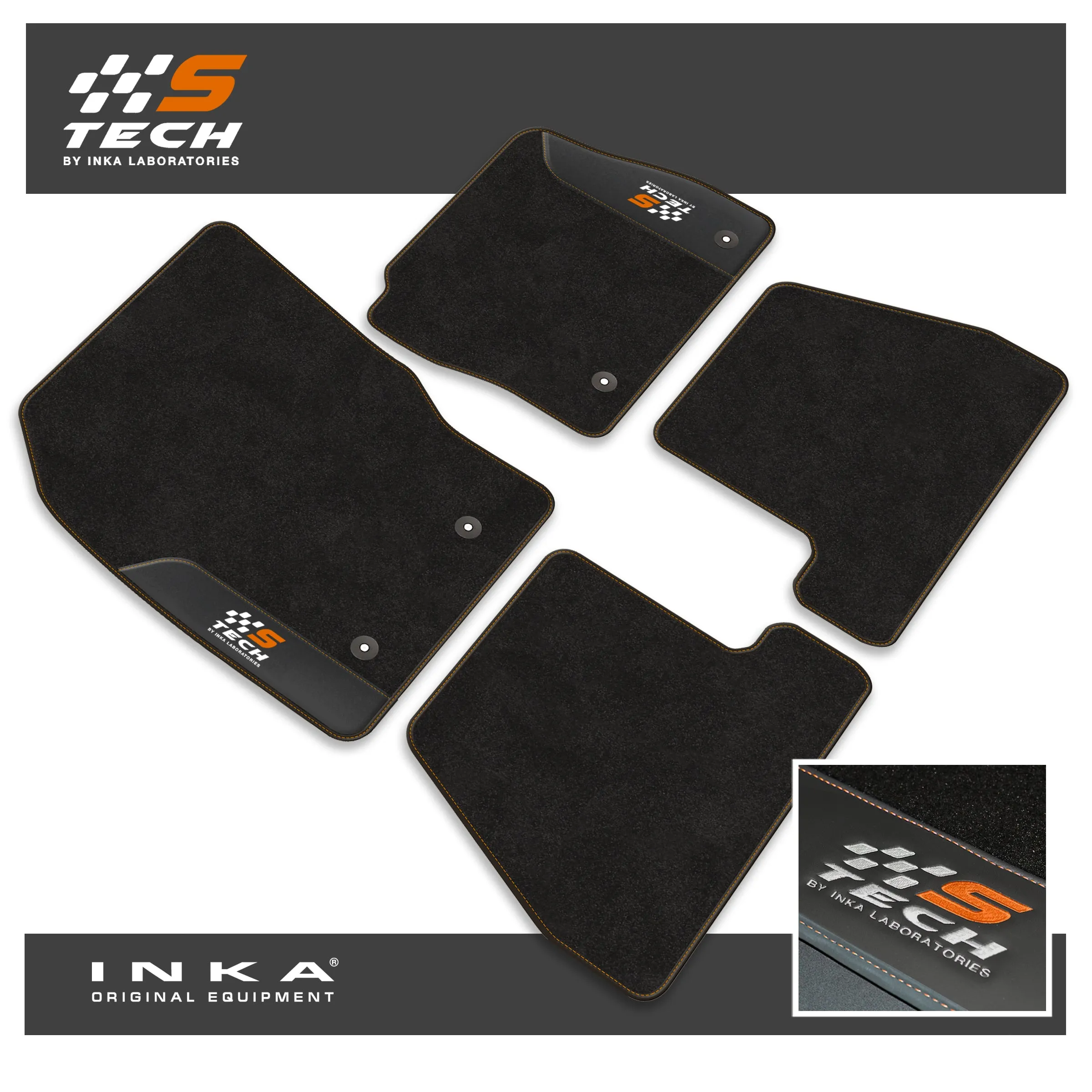 Ford Focus MK3 Car Mats (Front & Rear Set) S Tech with Premium Carpet & OEM Leatherette, Fits MY15 to MY18